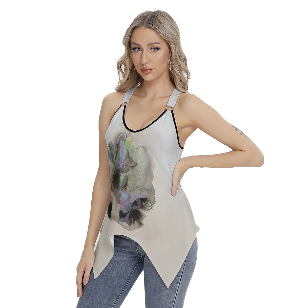 Moses on Mt. Sinai Women's Racing Tank Top With Irregular Hem