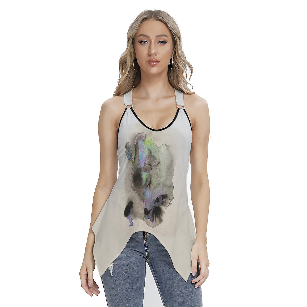 Moses on Mt. Sinai Women's Racing Tank Top With Irregular Hem